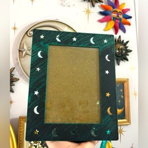 Vintage celestial standing photo frame whimsy sun moon 5x7 metal hand painted